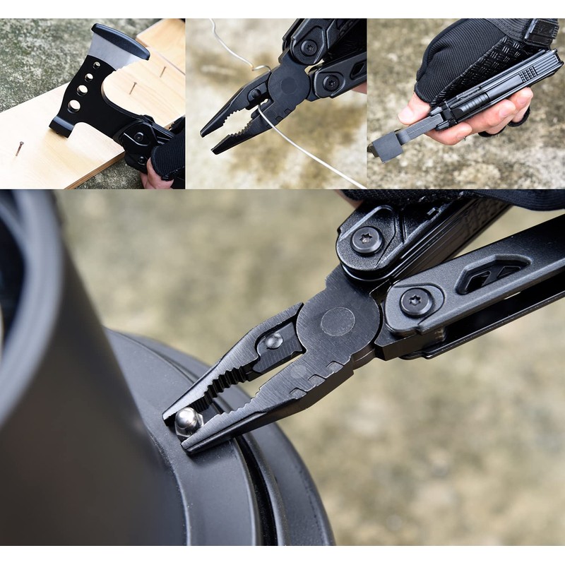 TESCOACH Multi-Tool Multi-functional Hatchet 15-in-1 Outdoor Tool for Hiking Vehicles