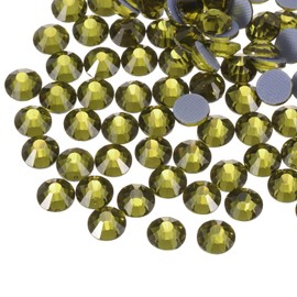 sourcing map 1440 Pcs Hotfix Rhinestones Flatback Crystal Glass Gems for Crafts Clothes DIY Decoration(SS4 1.6mm, Olive Green)