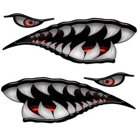 Weston Ink Flying Tigers Shark Teeth 8" Black Reflective Decals