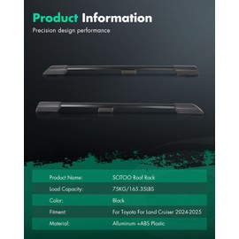 SCITOO Roof Rack Cross Bars Fit For Toyota Land Cruiser 2024-2025 165LBS,Heavy Duty Aluminum Roof Crossbars Rooftop Luggage Kayak Racks Carrier Black