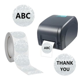 2 Inch Round Thermal Sticker Labels Thermal Printer Labels - Adhesive Circle Direct Thermal Labels for Barcode, Shipping, Customized Name Tags 250 Pcs (Silver)