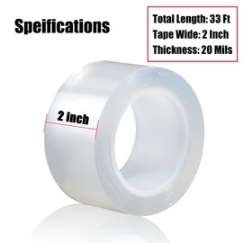 Noabaco Clear 2 Inch x 33 Ft Transparent Window Weather Sealing Tape - EVA Material, Draft Stopper, No Residue