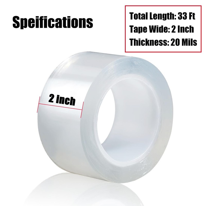 Noabaco Clear 2 Inch x 33 Ft Transparent Window Weather