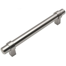 Cosmas 5 Pack 161-160SN Satin Nickel Euro Style Cabinet Bar Handle Pull - 6-5/16" Hole Centers