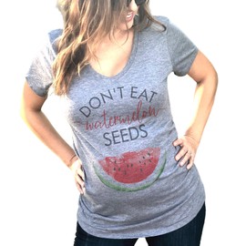 Don't Eat Watermelon Seeds Maternity Women's Tri-Blend Pregnancy Announcement V Neck Shirt (XL)