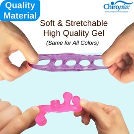 Chiroplax Gel Toe Separators Stretchers Spreader Spacer for Bunion Bunionette Relief Hammer Overlapping Toe Straightener Corrector (2 Pairs w/Pouch - Hot Pink)