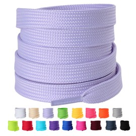 Olukssck [2 Pairs] Flat Shoe Laces for Sneakers, 2/5" Wide Athletic Shoelaces Lavender 55 inch(140cm)