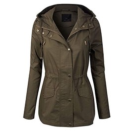 Design by Olivia Women's Lightweight Front Zipper Solid Utility Anorak Hoodie Vest/Jacket Olive 2X