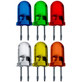 Lumetheus LED 5 mm Assortment 300 Pieces with 6 Colours Blue Red Yellow Green Orange White Light Emitting Diode Extra Bright 2-3 V Diode 2 Pin LEDs Housing Diffuse Coloured Set