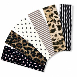 6 Pcs Cute Headbands for Women, Soft Fabric Yoga Sweatbands with Leopard Print Stretchy, Sweat-Absorbent and Lightweight for Fitness, Running and Daily Wear