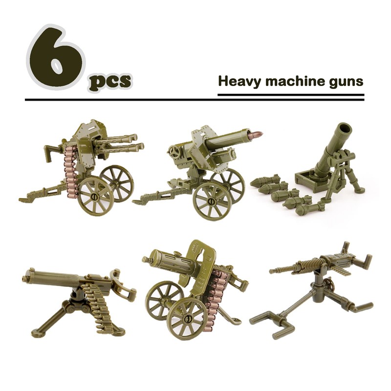 Pamvava Military Weapons Pack, WW2 Army Gear Kit Bricks Accessories