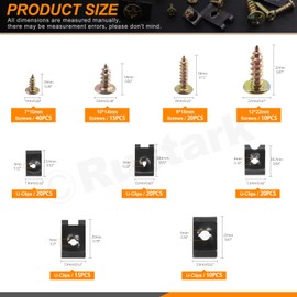 Rustark 670Pcs U Nut Clip Screw and Mixed Auto Retainer Clips Assortment Kit Mixed Auto Fender Trim Panel Retainer Rivets Fasteners SAE Metal Bumper Retainer Clips for Universal Automotive