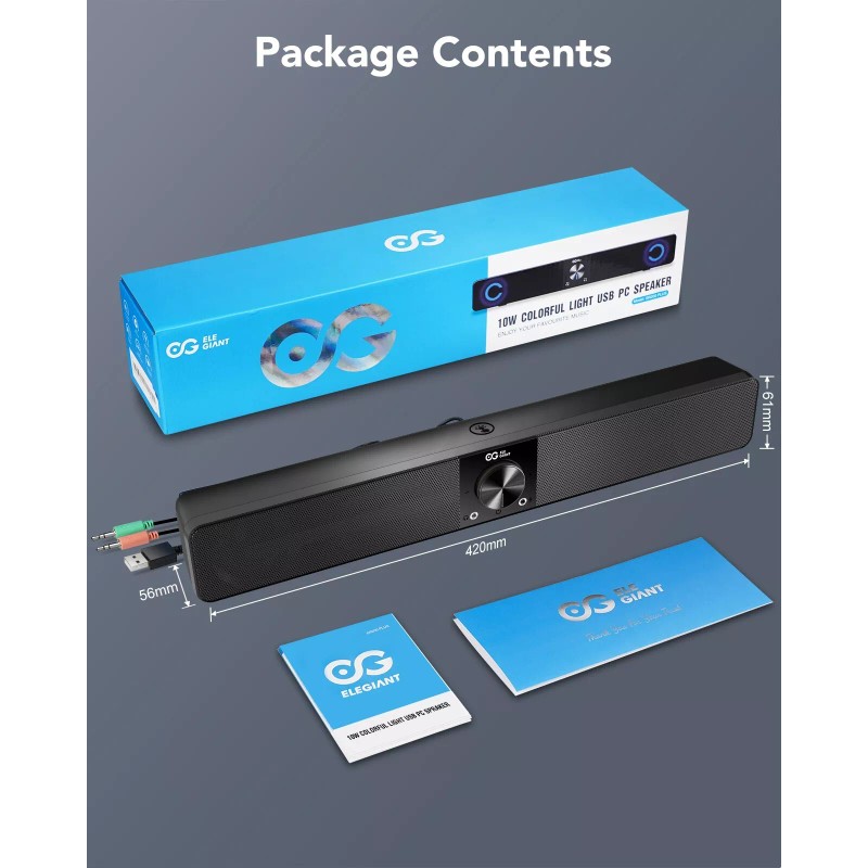 Elegiant ELEGIANT USB Powered Mini Soundbar Wired Computer Speaker