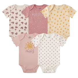 MEYSAHO Baby Newborn Layette 10-Piece Set Cotton Bodysuits Short Sleeve Pants Sets Strawberry Flower Printed for Baby Boys Girls Toddler Unisex Baby Gift Sets for 6 9 Months