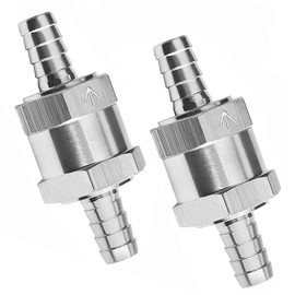 3/8 Inch 10mm Non-Return One Way Aluminium Alloy Silver Fuel Line Check Valve Air Oil Petrol Diesel Water for Snowmobile Motorcycle Automotive Car Truck Tractor, 2 Packs (10mm)