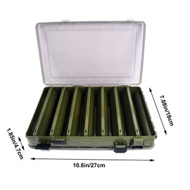 Double-Sided Fishing Box, Plastic Fishing Accessories Bait Box, Storage Box for Fishing Accessories with Compartments, Waterproof Portable Fishing Accessories Box for Fishing Enthusiasts (27 L x 18 W