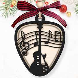 Guitar Ornament - Guitar Christmas Ornament - Guitar Ornaments for Christmas Tree, Acoustic Guitar Ornament - Musical Christmas ornaments - Guitar Gifts for Guitar Lovers - Wooden Guitar Xmas Ornament