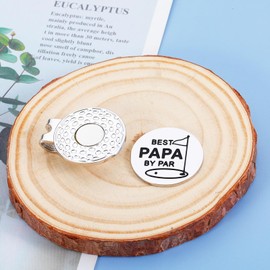 GGOJAGST Best Papa by Par for Men Fathers Day Golf Gifts for Dad Ball Marker with Magnetic Hat Clip from Daughter Son Funny Golf Lover Gift New Dad