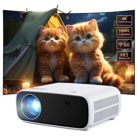 Wielio Beamer, Full HD 1080P Projektor, 5G WiFi Bluetooth Projector, 18000 Lumens Heimkino Mini Beamer, 30-200 Zoll Projektionsgröße Kompatibel mit iOS/Android/Laptop/HDMI/USB(Weiß)