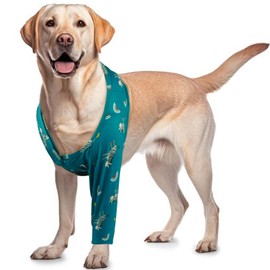 ROZKITCH Dog Surgery Recovery Sleeve Front Right Left Leg, Pet Prevent Licking Wound Elbow Brace Protector, Dog Recovery Suit Cone Collar Alternative for Sprain ACL CCL Arthritis Joint Care Zebra S