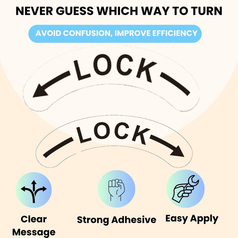 Lock/Unlock Directional Self-Adhesive Stickers, 100Pcs Transparent Labels with Strong Adhesive