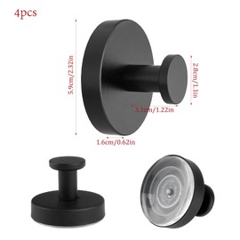 SJUNJIE 4Pcs Vacuum Suction Cup Hooks Removable Hooks Black Suction Hooks for Bathroom Waterproof Suction Hooks Heavy Duty Stainless Steel Suction Hook for Towel Kitchen Bathroom Hooks