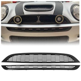 HECASA Front Upper & Lower Grill Compatible with 2002-2006 Mini Cooper & S R50 R52 R53 Bumper Honeycomb Mesh Grille Black