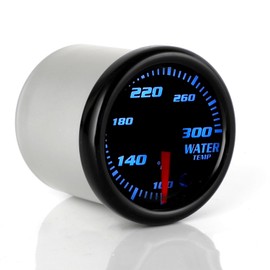 Nrkiscy Tinted 7 Color Water Coolant Temperature Gauge 300℉ Kit 2"(52mm) Includes 1/8-27 NPT Electronic Sensor Wiring Multi Color Display Black Dial Smoked Lens White Housing for Car Truck