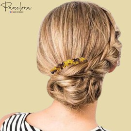 Parcelona French Circles Edge Light Shell Savana Small 2 ¾” Celluloid Set of 2 Side Hair Combs for Women and Girls