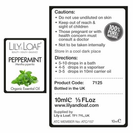 Lily & Loaf Peppermint Organic Essential Oil (Mentha piperita) | 100% Pure & Natural | 10ml