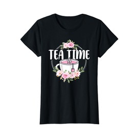 Cute Tea Time Flower Teacup Tea Lover Women Girls T-Shirt