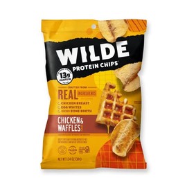 WILDE Chicken Chips Mini Bags - High Protein, Made With Real Chicken, 1.34oz Bags (Chicken & Waffles, 16 Count)