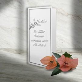 25 x Thank You Cards Mourning DIN Long – Fold-Up Cards – Sympathy Cards with Grey Mourning Frame – Dignified Thank You Card