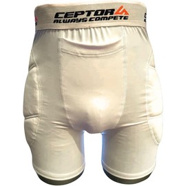 CEPTORS Sliding Shorts - Padded Baseball Sliding Shorts with Cup Pocket - Bio-Dri® Moisture-Wicking Fabric - Neoprene Hip and Thigh Protection - Lightweight and Comfortable Fit - Youth Small - White