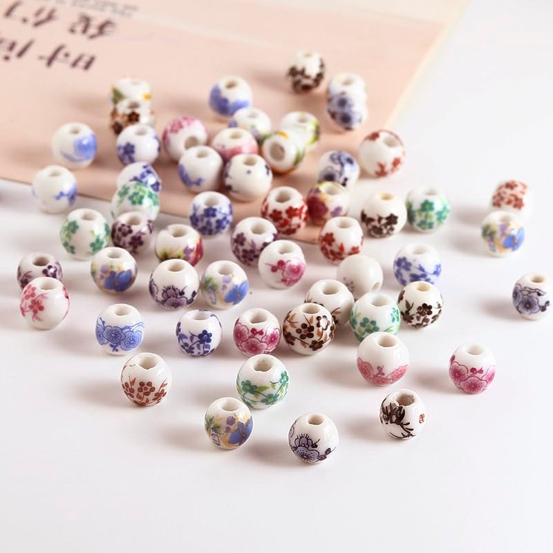 HERZWILD Ceramic Beads Colourful Beads Threading for DIY Jewellery Arts