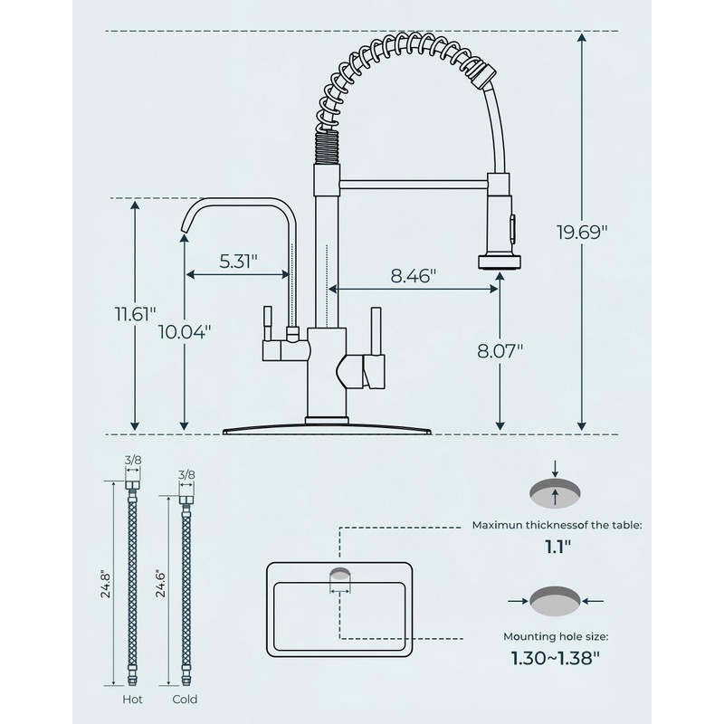 FORIOUS Black Kitchen Faucet with Purfied Water Filter, 2 in