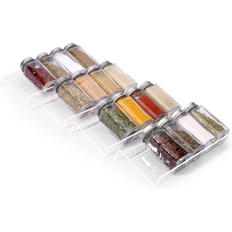MIUKAA Clear Acrylic Spice Drawer Organizer, 4 Tier- 1 Set