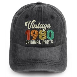 95th 85th 75th 65th 55th 45th 35th Birthday Gifts for Women Men, Vintage 1930 1940 1950 1960 1970 1980 1990 Hat, Embroidered Black-7, One Size