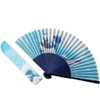 Kyoyu K-125 Silk Fan, Openwork Pattern, Bag Included, Wave, Blue