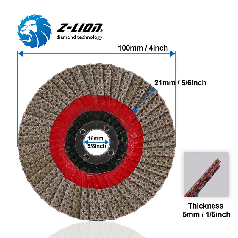 Z-LION 4 Inch Diamond Flap Disc 120 Grit Sanding Wheel