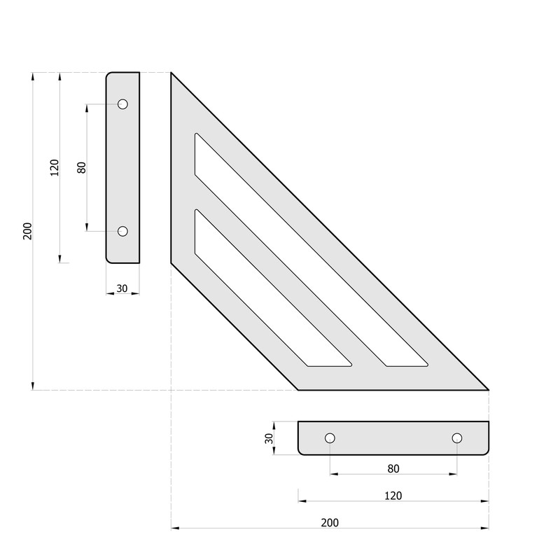 Sossai Set of 2 GSHR Truss Shelf Brackets, 200 x