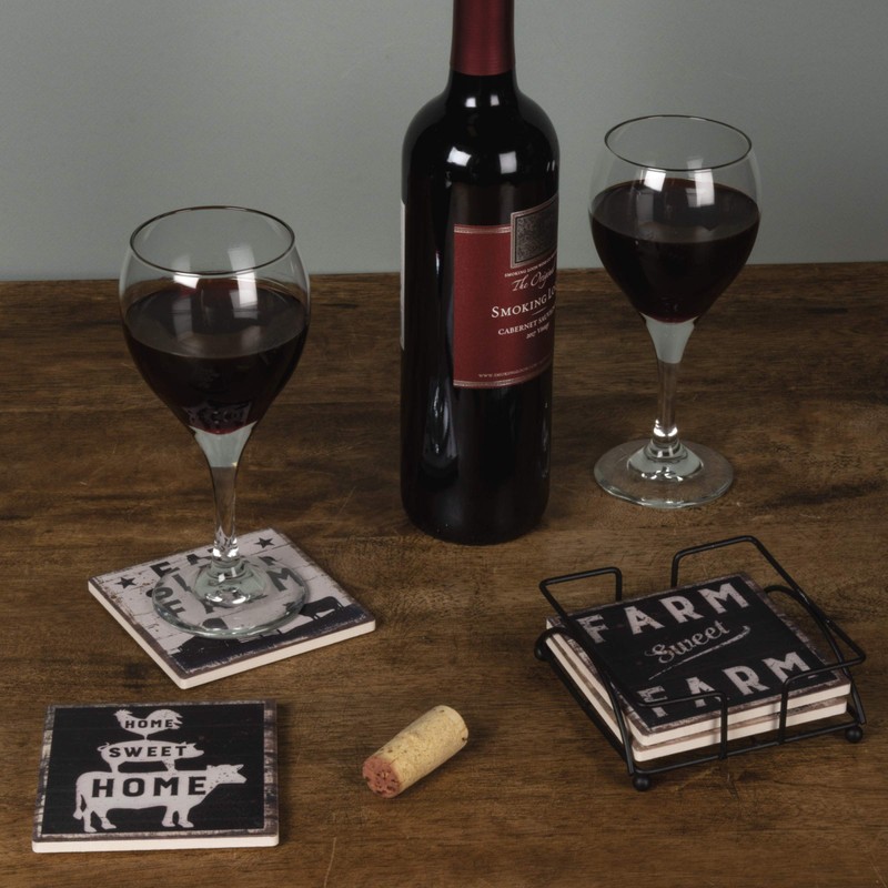 Primitives by Kathy 39412 Rustic Style Absorbent Stone Coasters, Set