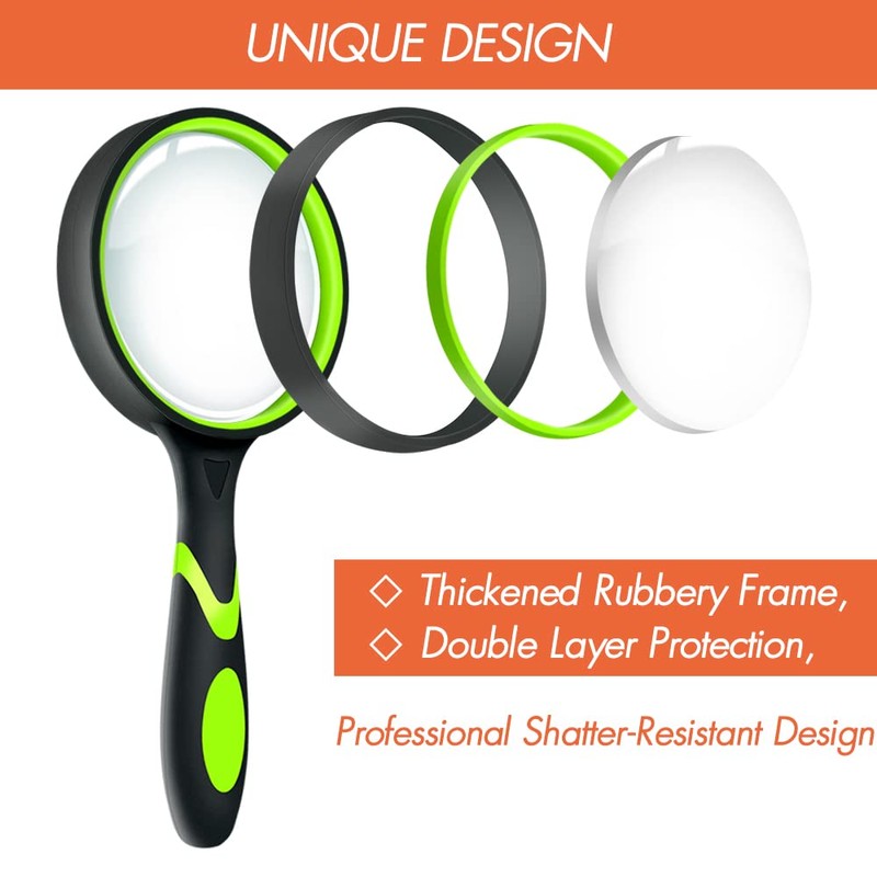 Leffis 2 Pack 10X Magnifying Glass for Seniors & Kids,