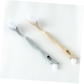 PACKOVE 2Pcs Clothes Washing Brush Multifunctional Cleaning Tool for Shoes Boots More Ergonomic Long Handle Soft Bristles Beige Grey for Home Kitchen Use