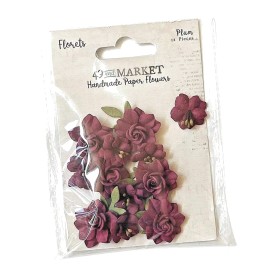 Little Birdie 49 and Market Flowers FLORETS - Plum - Handmade Paper Flowers 12pc 38961