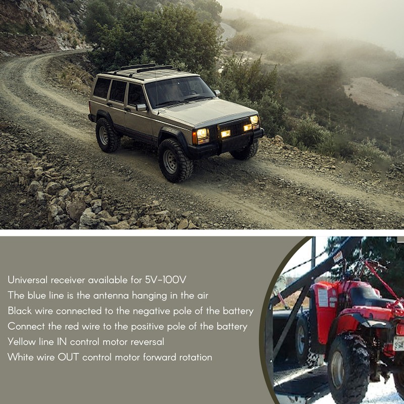 Universal 12V Wireless Winch Remote Control Kit For Jeep Truck