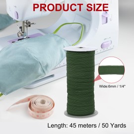 PATIKIL Elastic Bands 6mm x 45 Meters, Polyester Flat Elastic Cord Stretch Strap for Sewing Crafting DIY, Olive Green