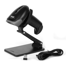 Rabitpos QR Code Scanner with Foldable Stand, 1D 2D Barcode Scanner 2.4G Wireless & USB Wired Connection, Handheld CMOS Image Bar Code Reader for Warehouse Library Supermarket