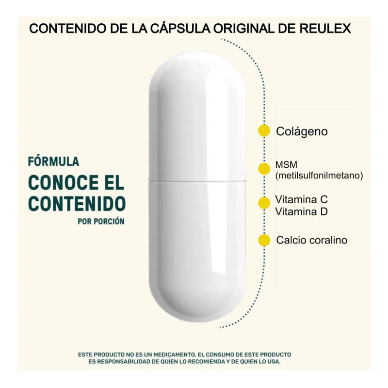 Reulex Frasco Cápsulas Colageno Msm Vitaminas Mas Sabor