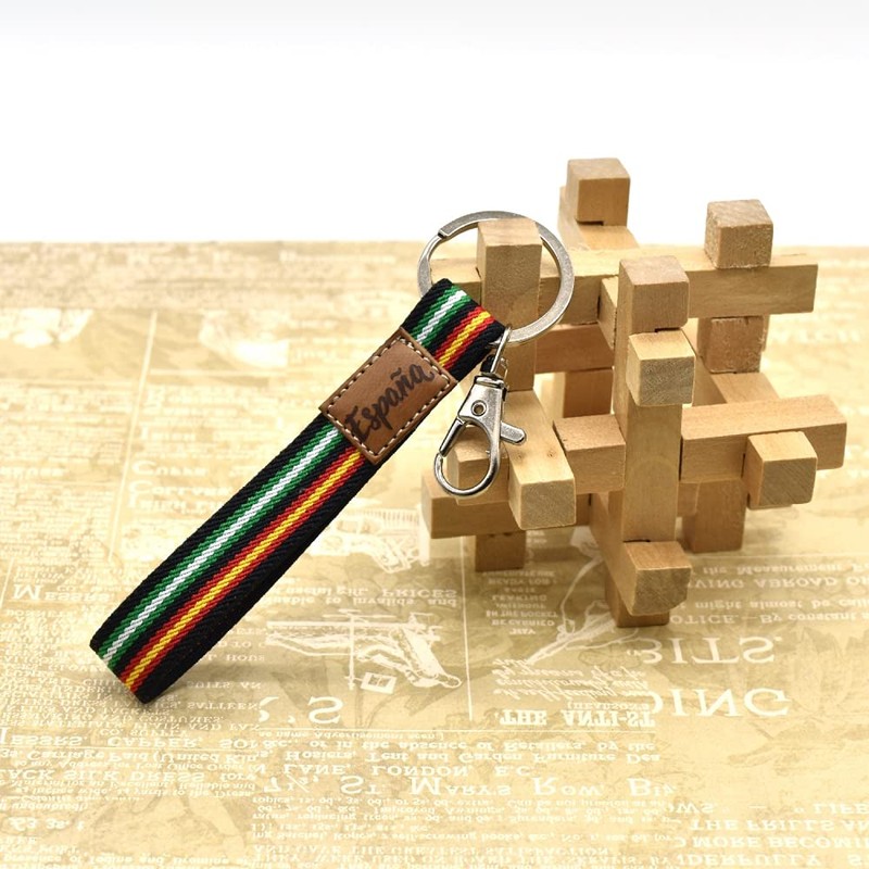 BDM Andalusian Keyring Original Black Fabric Flag of Spain Leather